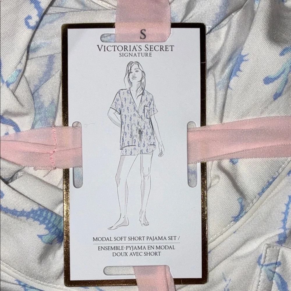 Victoria's Secret White and Blue Seahorse Pajama Set - Picture 2 of 7